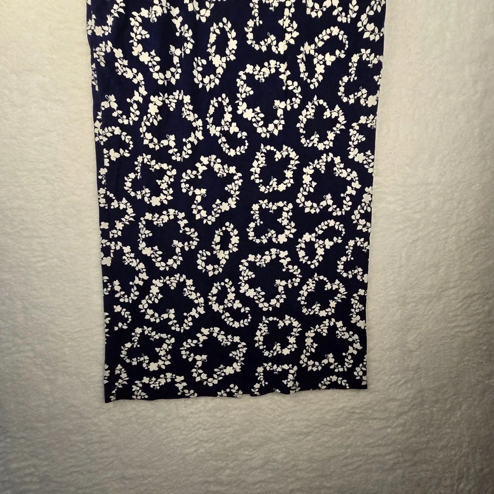 Boden Soft Jersey Navy Midi Dress Sz 10R Boho Comfort Celestial Coastal Tropical
